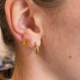 Four Prong Round Citrine Solitaire Stud Earrings | 3mm 4mm 5mm 6mm 7mm 8mm
