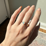 Opal Ring w Earth Mined Diamonds in Solid 14K Gold | Oval 7x5mm