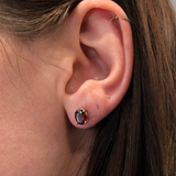 Garnet Oval Solitaire Stud Earrings | 5x3mm 6x4mm 7x5mm 8x6mm 9x7mm 10x8mm