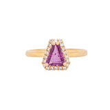 Suki 14k Solid Gold Purple Sapphire Ring with Natural Diamonds Accents | Trillion 8x7mm