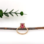 Sofia 14K Yellow Gold 4.81cts Madagascar Ruby Ring | Emerald Cut 10x8mm