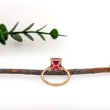 Sofia 14K Yellow Gold 4.81cts Madagascar Ruby Ring | Emerald Cut 10x8mm