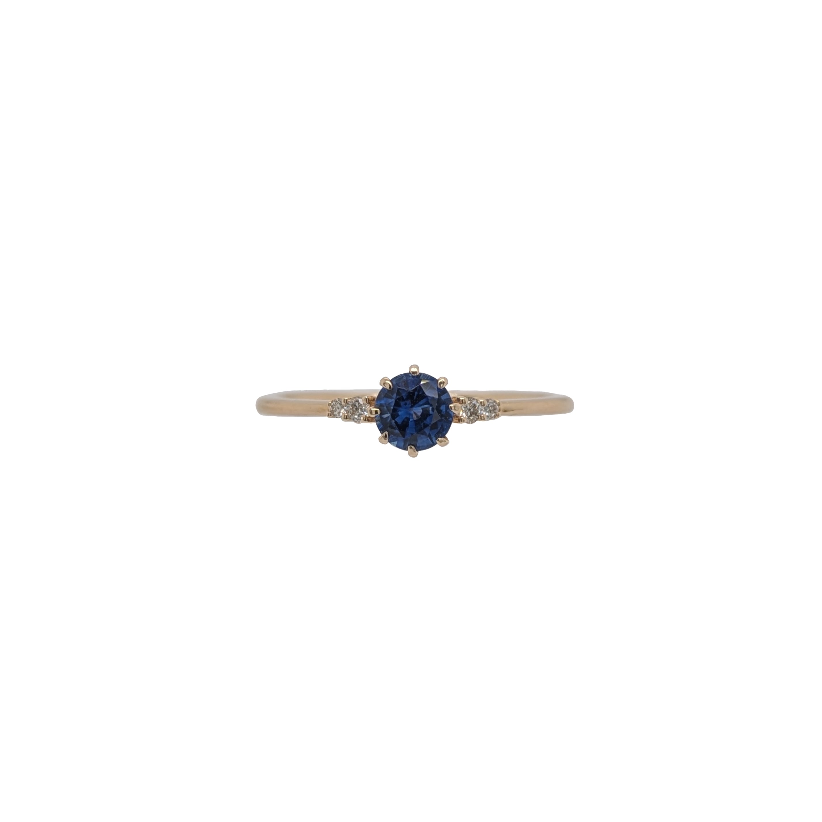 Vino 14K Yellow Gold 0.43cts AAA Ceylon Sapphire Diamond Ring | Round 5mm