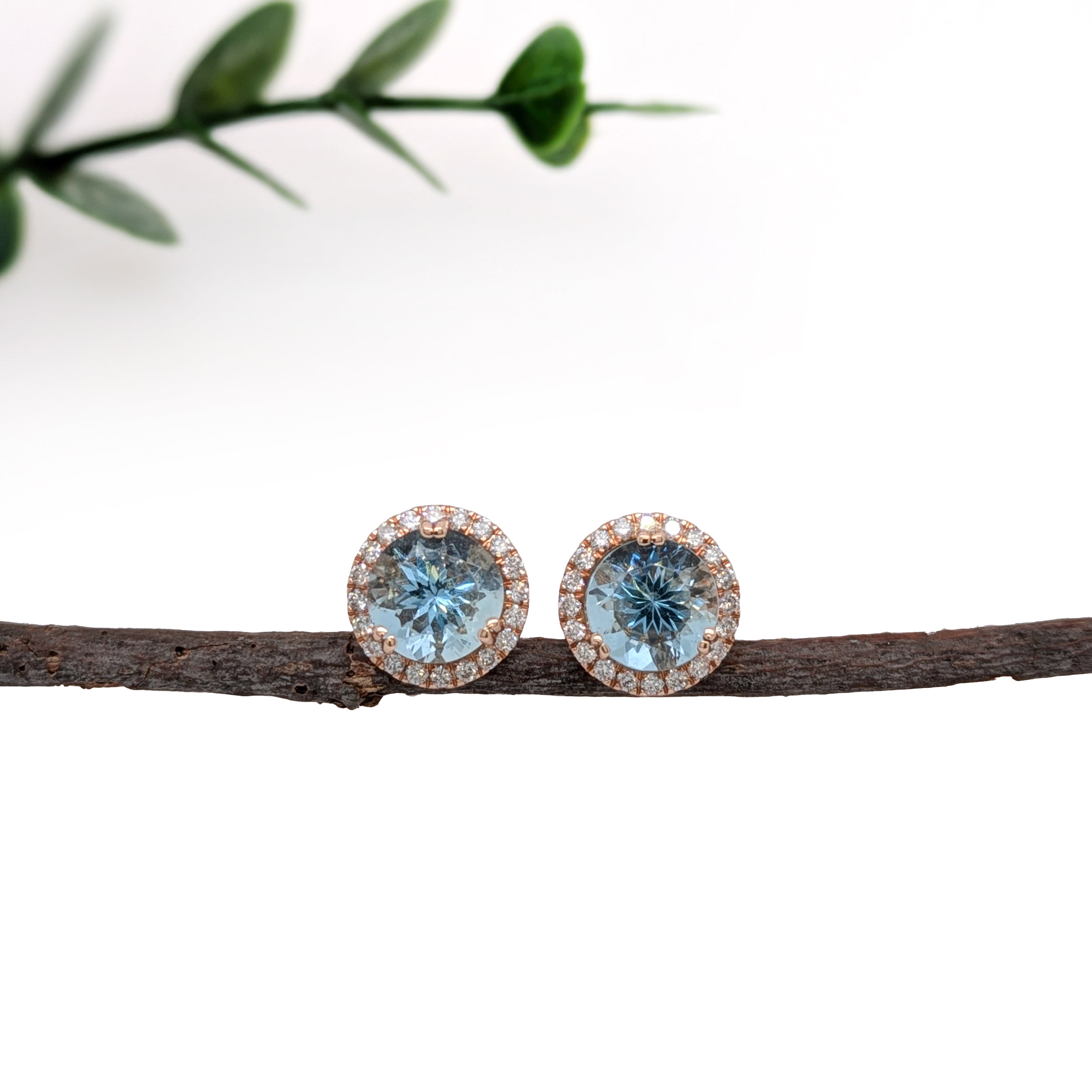 jessy 14k yellow gold 3.59cts aquamarine diamond stud earrings