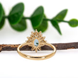 Yashi 14K Yellow Gold Aquamarine Diamond Ring | Oval Shape 7x5mm