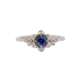 Stacy 14K White Gold AAA Ceylon Sapphire Diamonds Ring | Round 4.6mm
