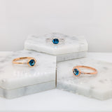 tia 14k yellow gold 0.80cts london topaz diamond ring | round 6mm