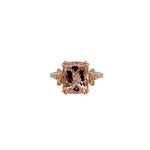 Tenu 14K Rose Gold 4.16cts Morganite Diamond Ring | Cushion 11x9mm