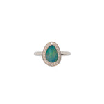 elysia 14k white gold 1.08cts boulder opal diamond ring | fancy shape 9x7mm