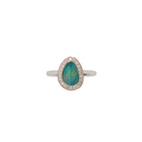 elysia 14k white gold 1.08cts boulder opal diamond ring | fancy shape 9x7mm