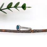 samara 14k white gold 0.80cts london blue topaz diamond wedding ring | round 6mm