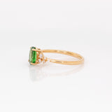 Aranya 14k Solid Gold Tsavorite Garnet Ring with Natural Diamonds Accents | Round 7x5mm