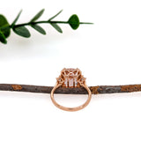 Stella 14K Rose Gold 3.7cts Peach Morganite Diamond Ring | Cushion 11x8mm