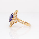 Ishira 14k Solid Gold Tanzanite Ring with Natural Diamonds Accents | Oval 9x7mm
