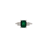 Femila 14K White Gold 1.5cts Zambian Emerald Diamond Ring | Emerald Cut 8x6mm