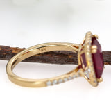 Manya 14K Yellow Gold Madagascar Ruby Diamond Ring | EM 9x7mm