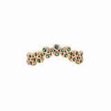 Contour 14k Solid Gold Band w Bezel Emerald Accents | Green Gemstone Ring | Stackable Ring | May Birthstone