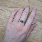 Ella 14K White Gold 0.46cts Aquamarine Diamond Wedding Ring | Emerald Cut 6x4mm