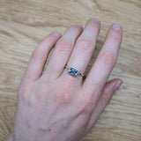 Ella 14K White Gold 0.46cts Aquamarine Diamond Wedding Ring | Emerald Cut 6x4mm