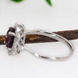 Divya 14K White Gold Purple Spinel Diamond Ring | Oval Shape 8x6mm