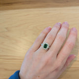 Abhi 14K Dual White Yellow Gold 0.96cts Tsavorite Diamond Ring | Emerald Cut 7x5mm