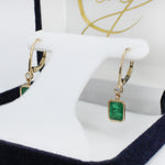 dina 14k yellow gold 0.07cts emerald diamond hoop earrings | emerald cut 7x5mm