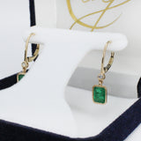 dina 14k yellow gold 0.07cts emerald diamond hoop earrings | emerald cut 7x5mm