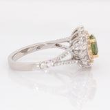 Sirin Solid 14k Dual Gold Demantoid Ring with Natural Diamonds Double Halo | Round 6mm