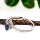 Niyati 14K White Gold Ceylon Blue Sapphire Diamond Ring | Round 4.5mm