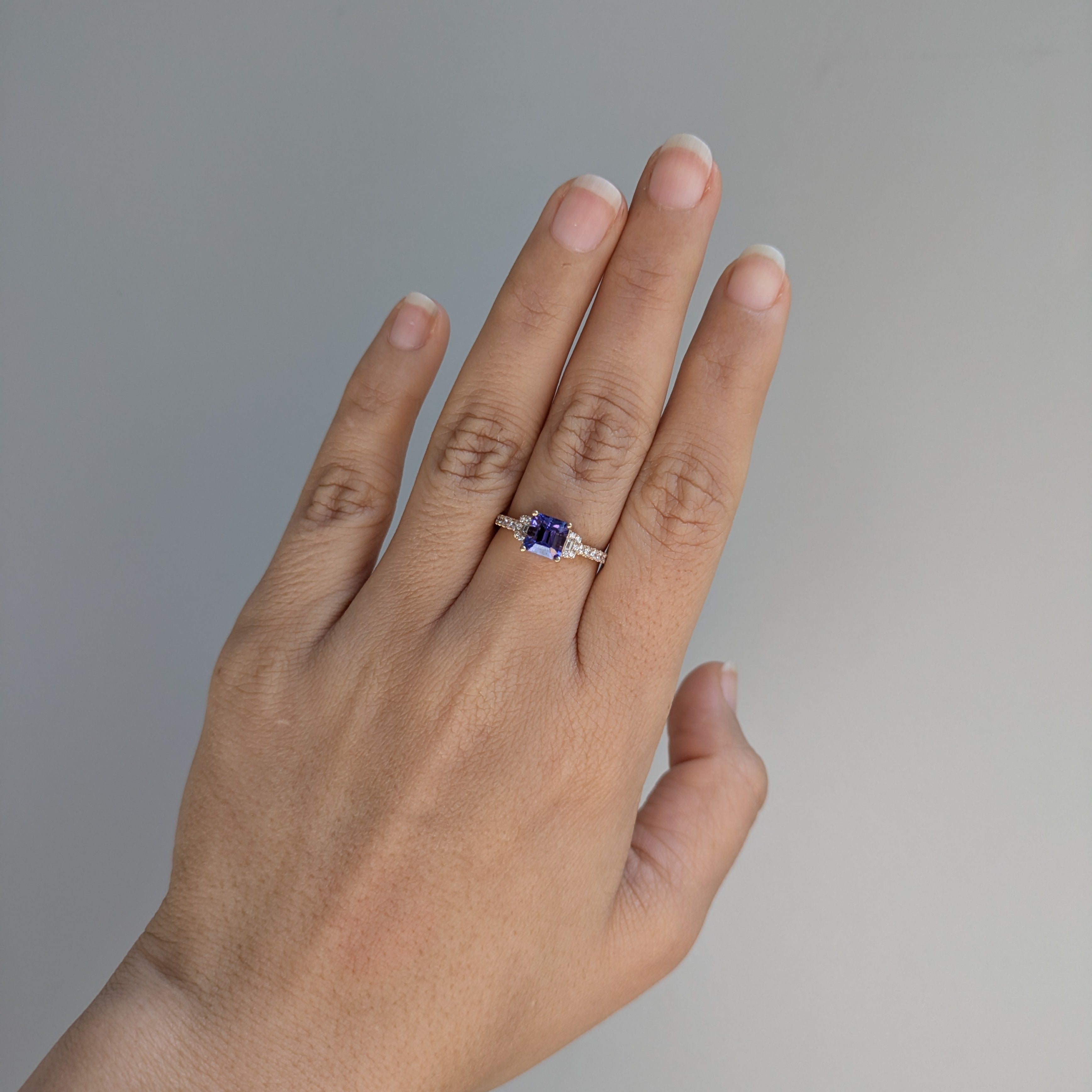 zanira 14k yellow gold 1.43cts tanzanite diamond ring | emerald cut 6mm