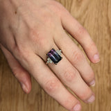 Tessa 14K White Gold Bi-Color Tourmaline Diamond Ring | Emerald Cut 12x8mm
