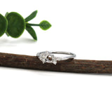 14K White Gold Floral Diamond Semi Mount Ring