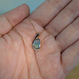 Ophelia Solid 14k Rose Gold Boulder Opal Pendant with Earth Mined Diamonds Accents