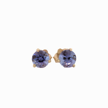 Tanzanite Martini Prong Studs in Solid 14K Gold | Round 4mm 5mm