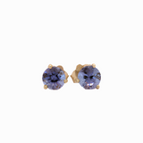 Tanzanite Martini Solitaire Stud Earrings | Round 3mm 4mm 5mm 6mm 7mm 8mm