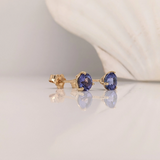 Tanzanite Martini Solitaire Stud Earrings | Round 3mm 4mm 5mm 6mm 7mm 8mm