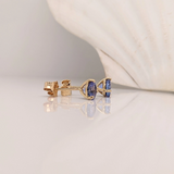 Tanzanite Martini Solitaire Stud Earrings | Round 3mm 4mm 5mm 6mm 7mm 8mm