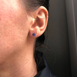 Tanzanite Martini Solitaire Stud Earrings | Round 3mm 4mm 5mm 6mm 7mm 8mm