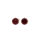 Garnet Round Martini Solitaire Stud Earrings | 3mm 4mm 5mm 6mm 7mm 8mm