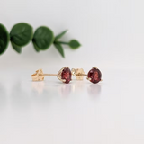 Garnet Round Martini Solitaire Stud Earrings | 3mm 4mm 5mm 6mm 7mm 8mm