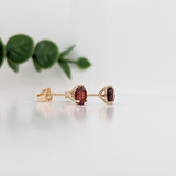 Garnet Round Martini Solitaire Stud Earrings | 3mm 4mm 5mm 6mm 7mm 8mm