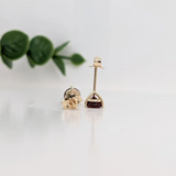 Garnet Round Martini Solitaire Stud Earrings | 3mm 4mm 5mm 6mm 7mm 8mm