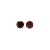 Four Prong Round Red Garnet Solitaire Stud Earrings in 14K Gold |  3mm 4mm 5mm 6mm 7mm 8mm