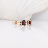 Four Prong Round Red Garnet Solitaire Stud Earrings in 14K Gold |  3mm 4mm 5mm 6mm 7mm 8mm