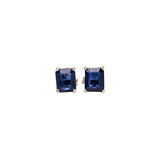Solitaire Emerald Cut Twilight Blue Sapphire Solitaire Stud Earrings | 7x5mm