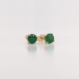 Four Prong Round Emerald Solitaire Stud Earrings |  Round 3mm 4mm 5mm 6mm 7mm 8mm