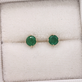 Four Prong Round Emerald Solitaire Stud Earrings |  Round 3mm 4mm 5mm 6mm 7mm 8mm