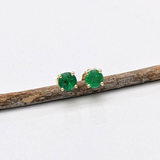 Four Prong Round Emerald Solitaire Stud Earrings |  Round 3mm 4mm 5mm 6mm 7mm 8mm