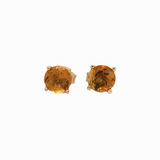 Four Prong Round Citrine Solitaire Stud Earrings | 3mm 4mm 5mm 6mm 7mm 8mm