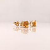 Four Prong Round Citrine Solitaire Stud Earrings | 3mm 4mm 5mm 6mm 7mm 8mm